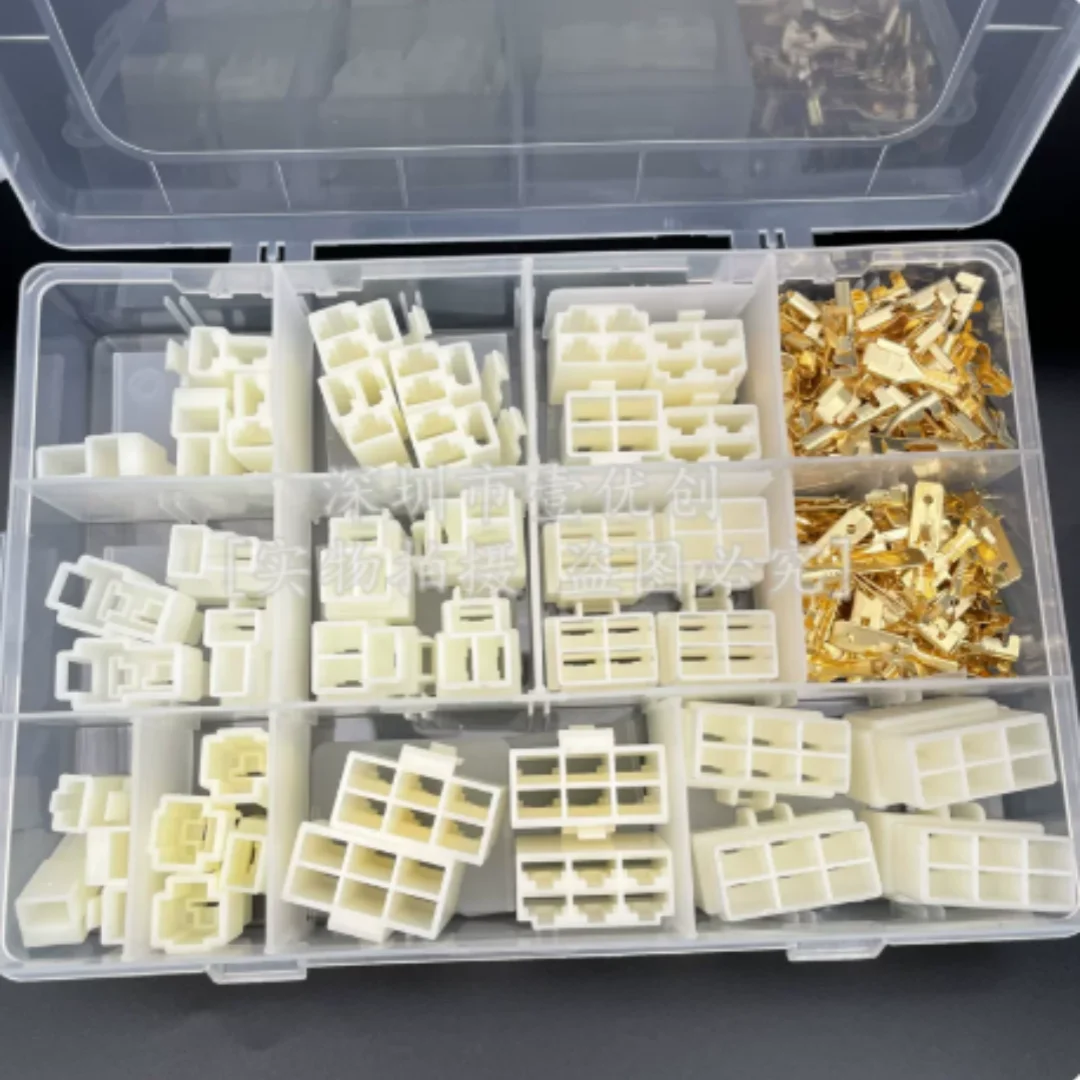 6.3mm Automotive Connectors 1P 2P 3P 4P 6P High Current Male and Female Plug Wire Joint Boxed Kit