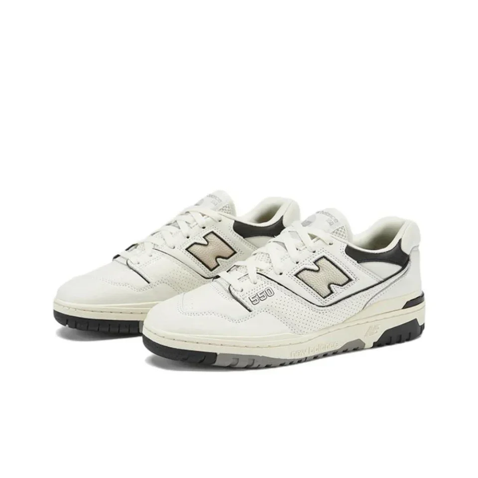 2024 Neue Original New Balance NB550 Klassische Vintage Kunstleder Casual Herren- und Damen-Laufschuhe Weiß Silber BB550PWA