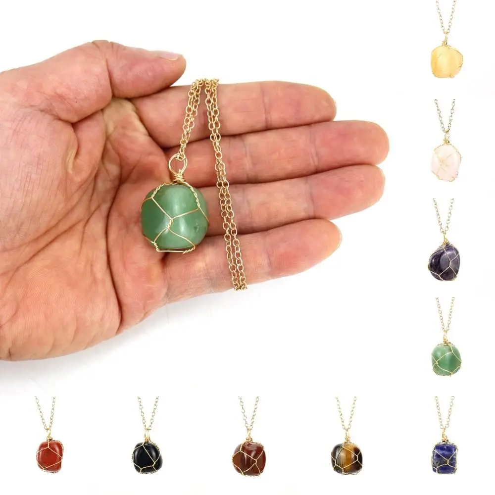 Многоцветное ожерелье из натурального хрусталя с гравием неправильной формы, аметист, агат, сетка, карманный кулон, ювелирные изделия ручной работы