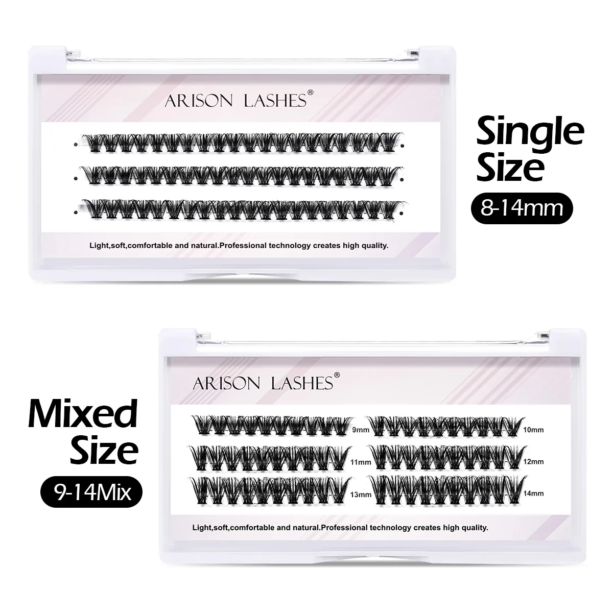 ARISON 5 Rows 100PCS Cluster Lashes Diy False Eyelashes Natural Look Handmade Makeup Tools