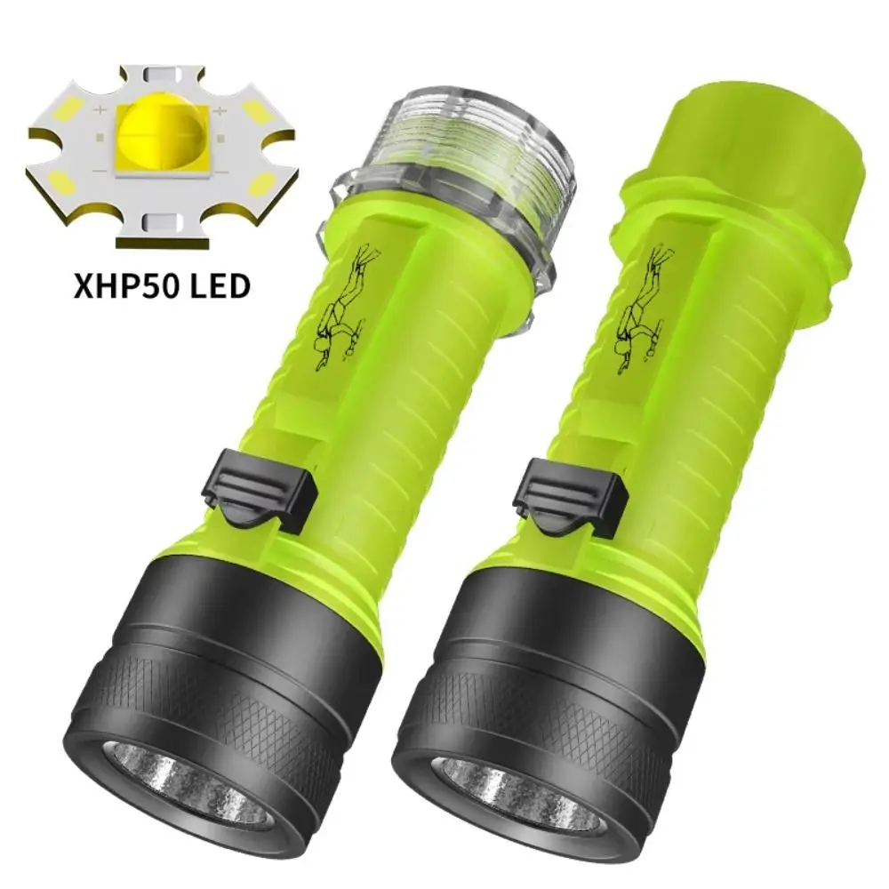 Super Bright Diving Flashlight XHP50 LED Type C Rechargeable Underwater Torch Adjustable Focus IPX8 Waterproof