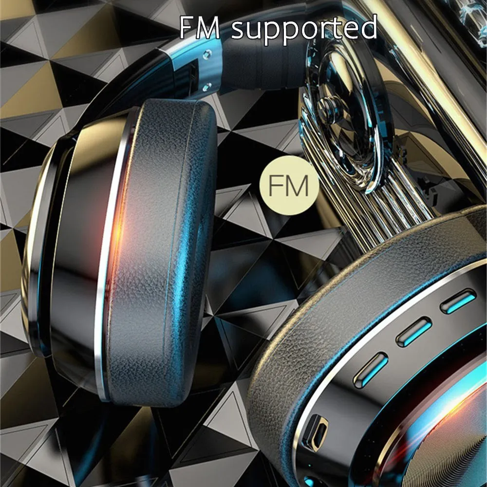 Shoumi Wireless Headphon Bluetooth Over Eer Blue Tooth 5.0 Headphone for Pc Stereo Headset Earphone with Mic Support TF-Card FM