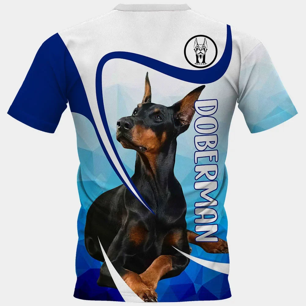 HX Doberman T-shirts 3D Graphic Animals Dogs Muddy Paw Tees German Shepherd Tops Fashion Men For Women Clothing