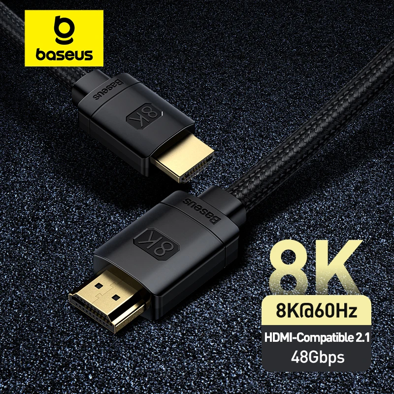 Baseus Kabel kompatybilny z HDMI do Xiaomi Mi Box 48 Gb/s Digital do PS5 PS4 8K 2.1 4K 2.0 Rozdzielacz kompatybilny z HDMI Kable 8K/60Hz