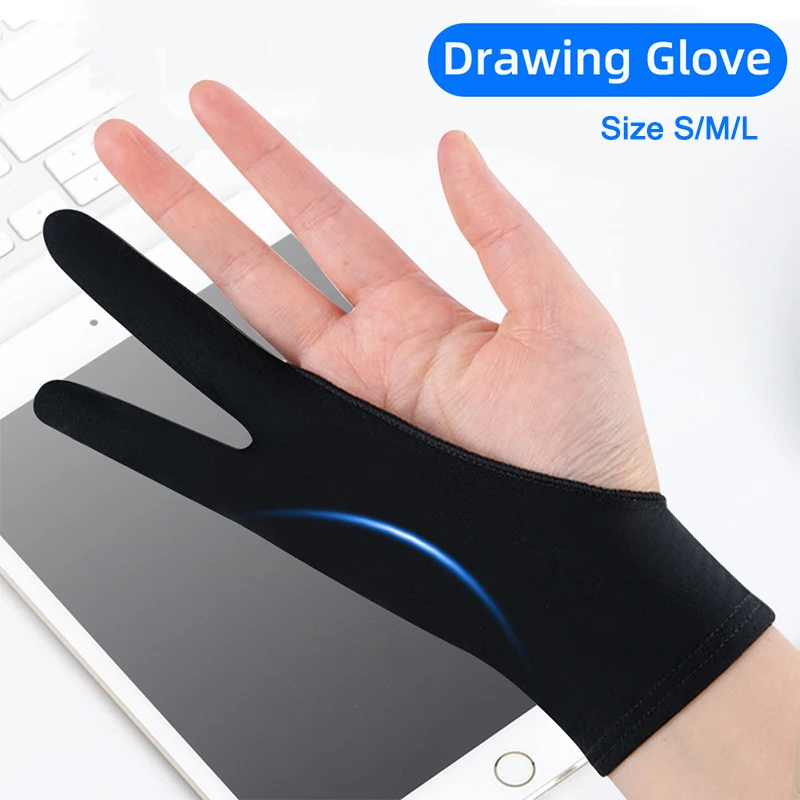 Drawing Glove Anti-touch Two-Fingers Gloves for IPad Graphics Drawing Tablet Sketch Artist Smudge Guard Painting Gloves Size SML