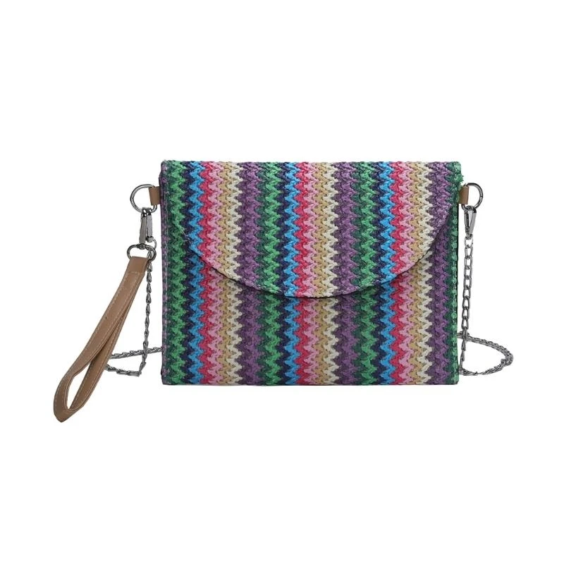 

Vintage Knitted Shoulder Bag Colorful Crossbody Bag Casual Handbag for Women