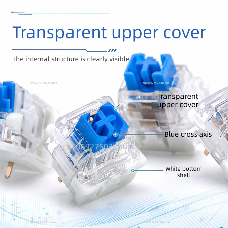 Mechanical Keyboard Switches Key Switch 3 Pin Swappable Clicky Tactile Transparent Replacement for DIY Custom Gaming Mod Repair