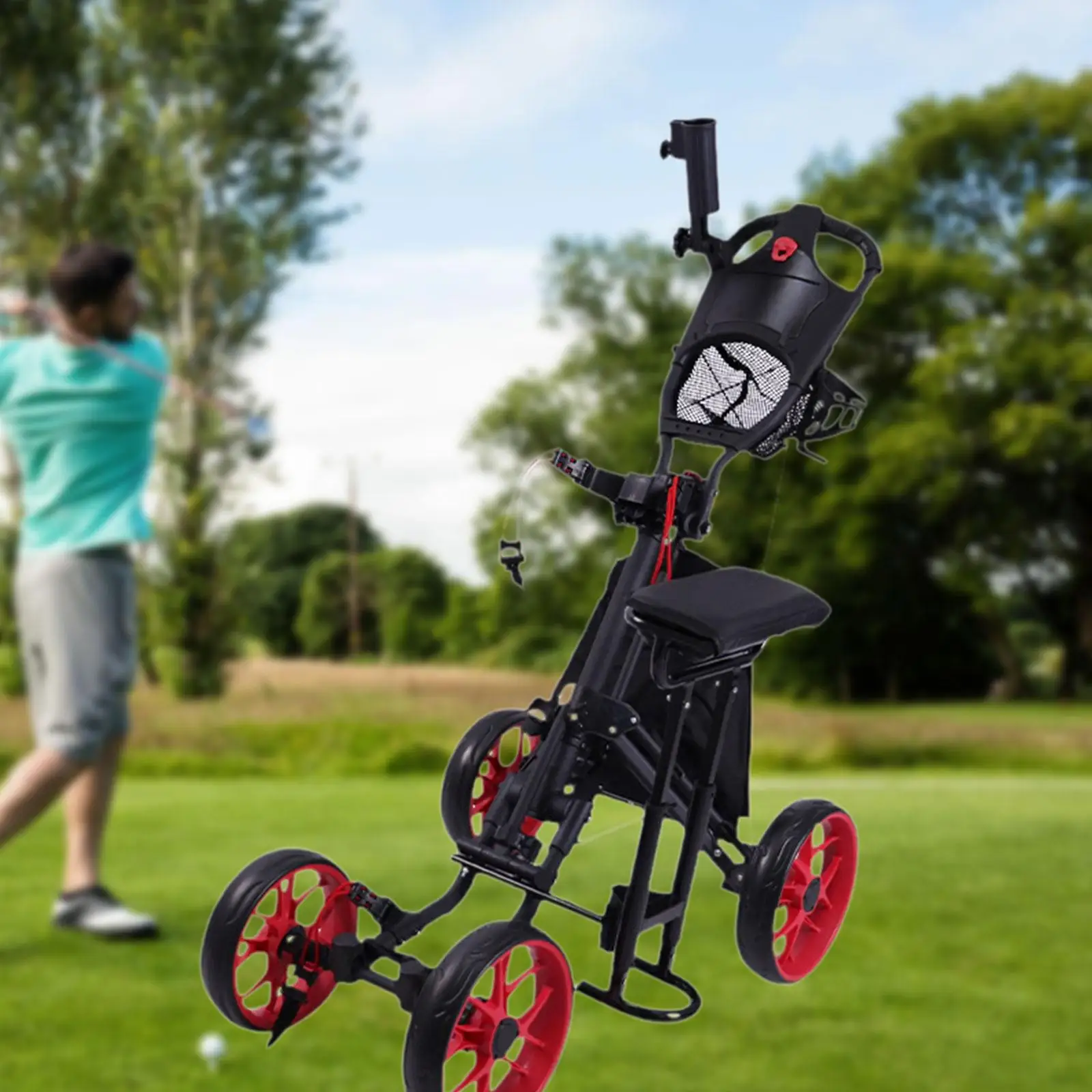 Removable Seat Golf Carts Seats Cushioned Detachable Easy Install Heavy Duty Bracket Sturdy, for Golf Push Carts Portable