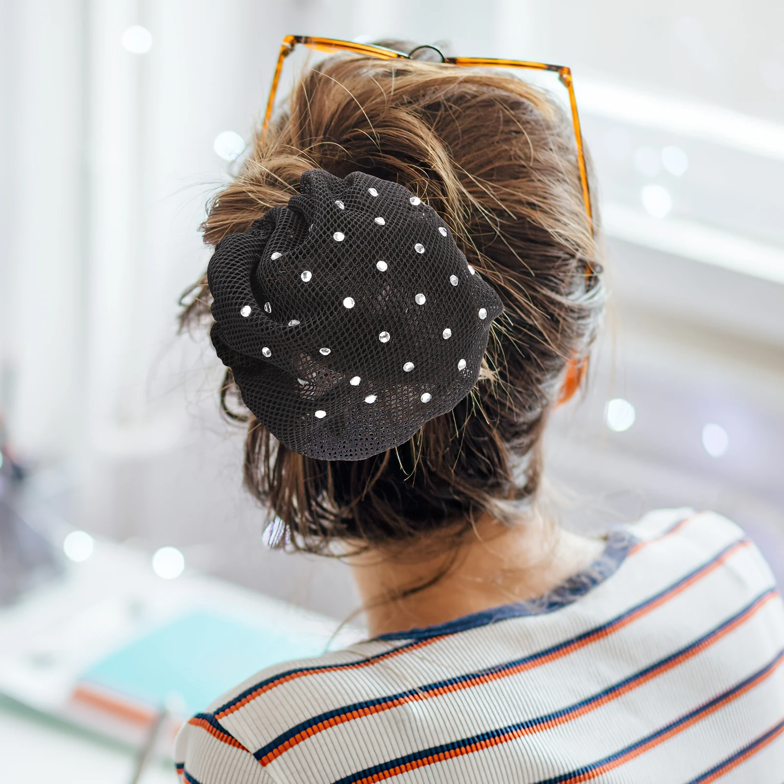 

6pcs Elastic Rhinestone Bun For Buns Cover Bun Net Women Accessories Hairnets For Buns Practical Women Hairnets