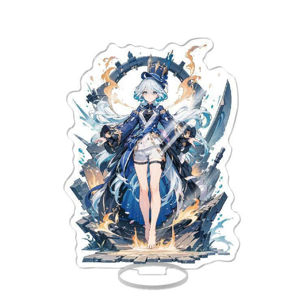 Hot Anime Genshin Acrylic Stand Model Furina Figure Cosplay Plate Holder Topper Birthday Fans Christmas Desk Decor Plate Gift