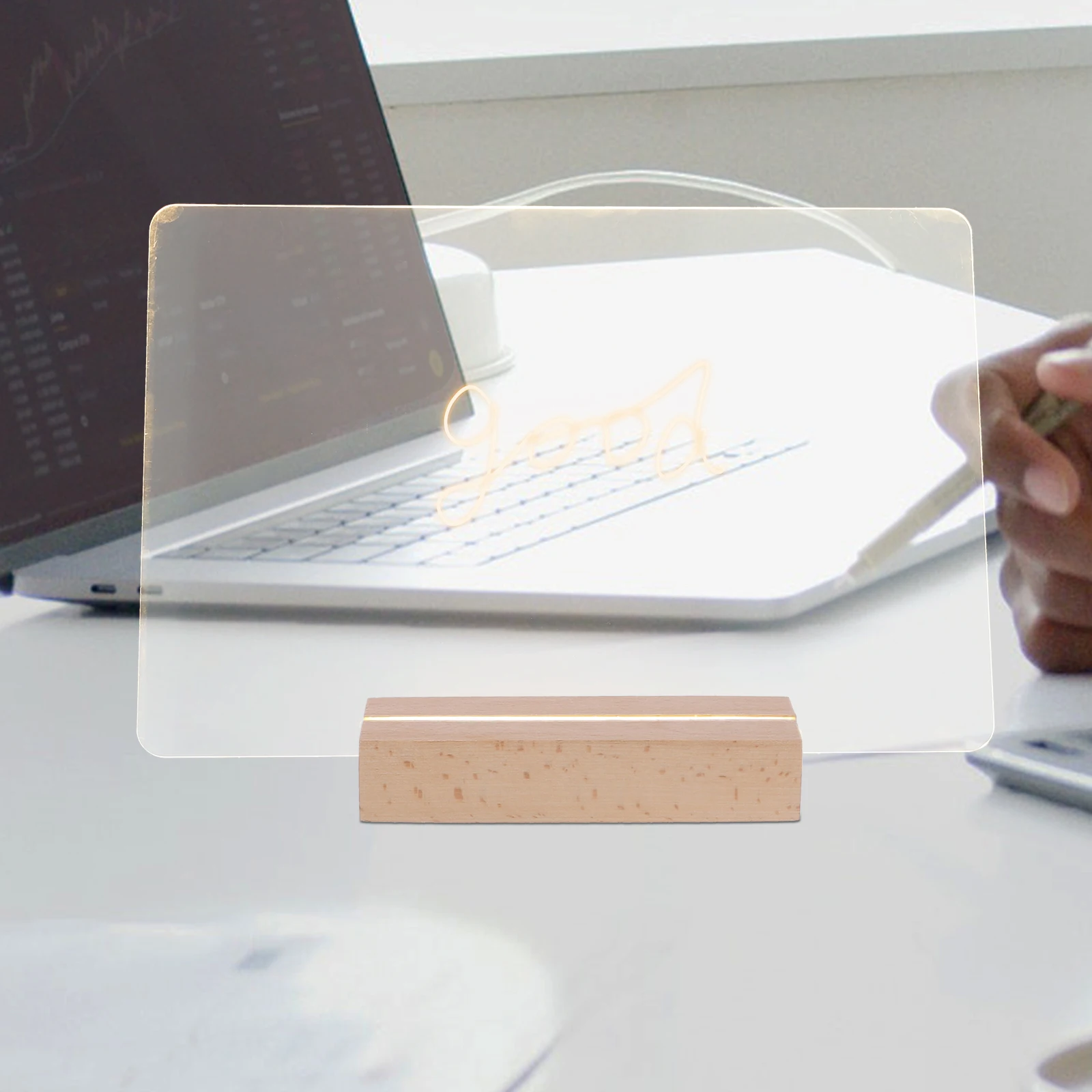 

1 Set Acrylic Message Erasable Writing Board For Home Office Lamp Memo Board Desktop Decor Display Sign