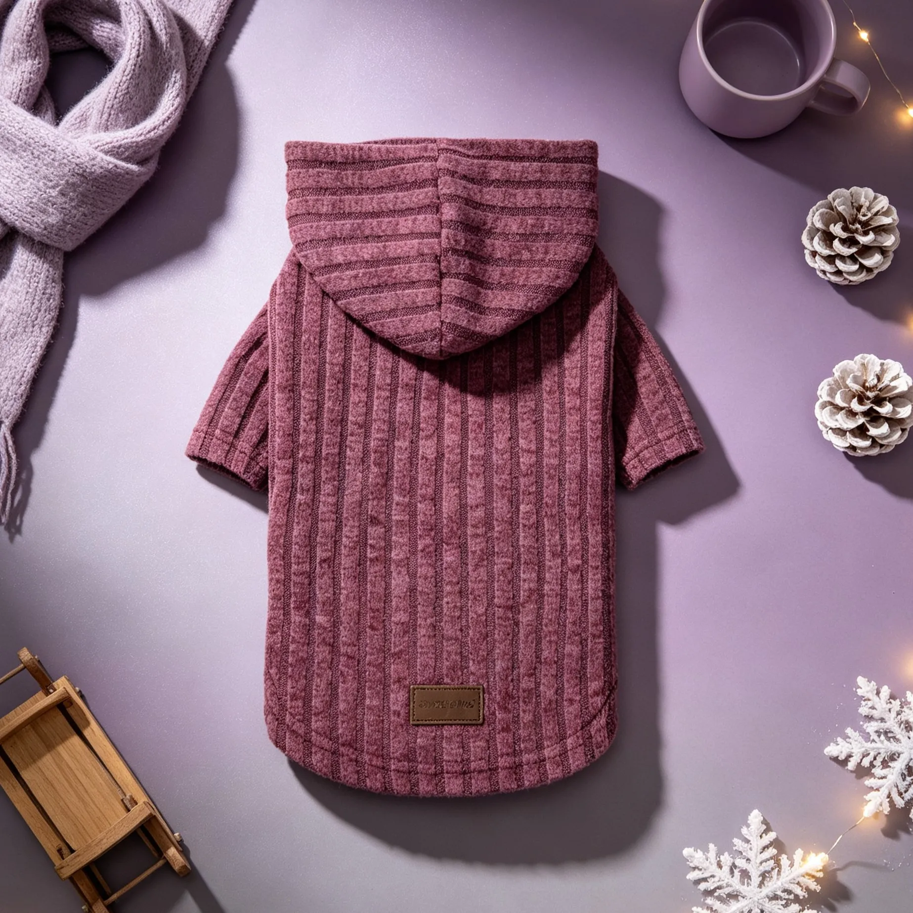 Kleidung für Hunde im Karomuster, Kapuzenjacke für Haustiere, Strickjacke mit Knöpfen für Hunde, Karo-Kapuzenjacke für Haustiere, Oberteil für Hunde mit Tasche. – Detail 4