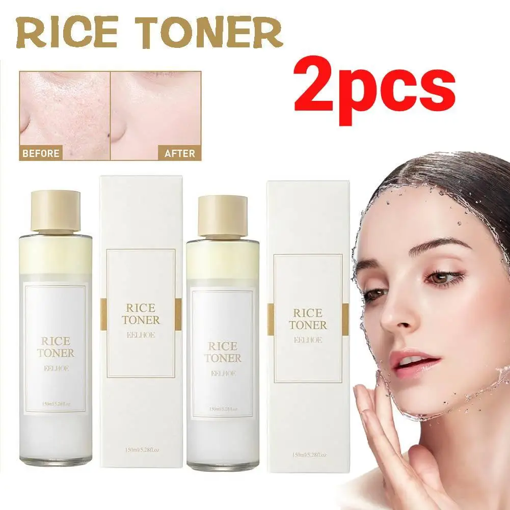 

2pcs Facial Rice Water Rice Essence Rice Pulp Serum Rice Toner Anti Wrinkle Shrink Pores Brightening Whitening Serum