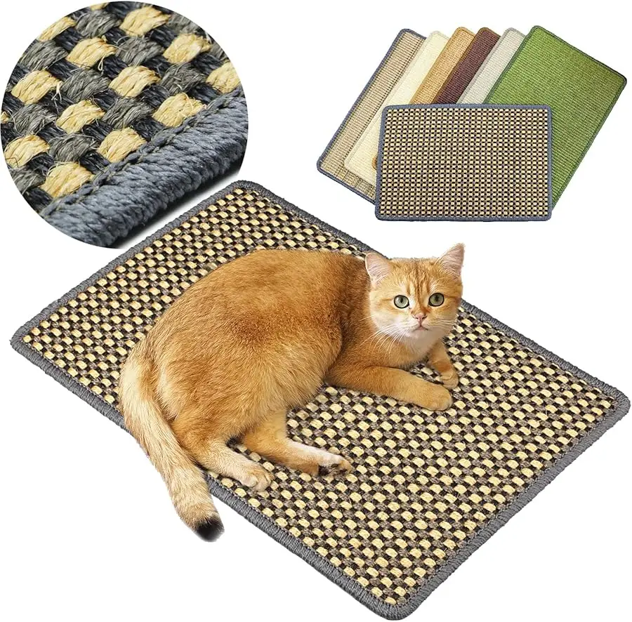 

Cat Scratching Mat,23.6 x 15.7inch Sisal Cat Scratchers for Indoor Cats with Velcro Tapes,Stick on Floor Wall Cat Scratcher,Hori