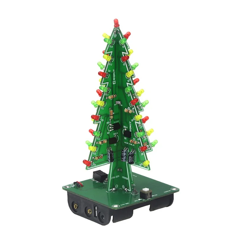 DIY 3D Christmas Tree Soldering Practice Assemble Kit Project Electronic Science with 7 Colors Flashing LED Circuit DIY Kit