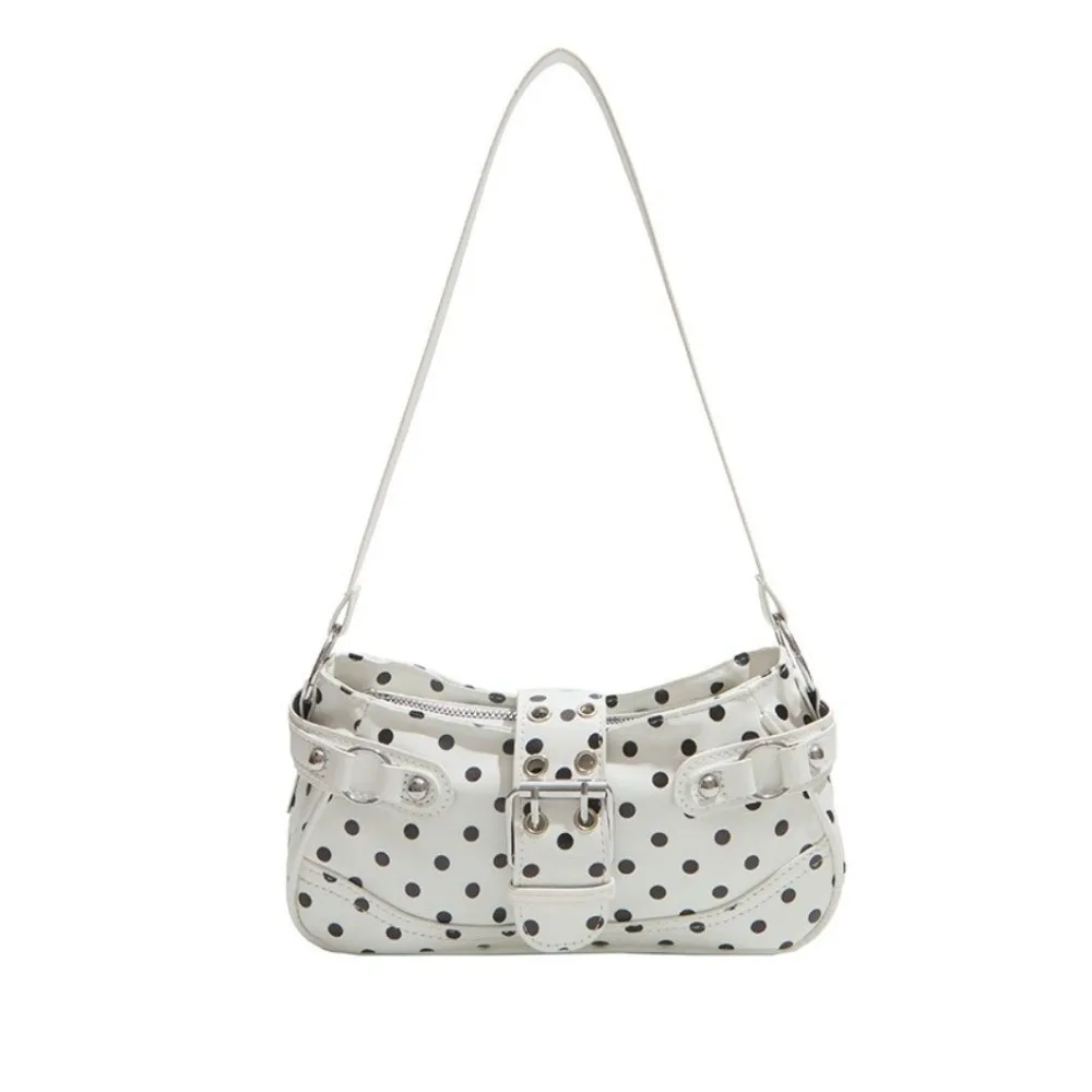 Punk Y2K Leopard Print Shoulder Bag Belt Buckle Fashion Motorcycle Bag Korean Style Handbag Vintage Armpit Bag Shopping