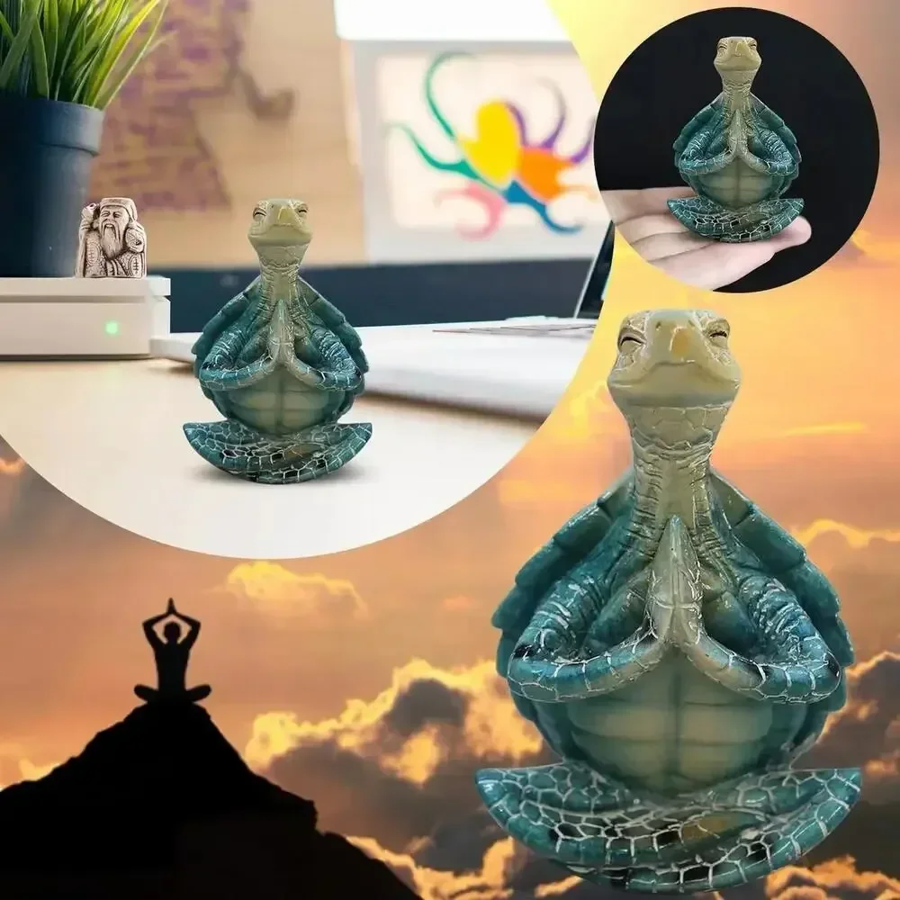 Yoga Sit Meditation Sea Turtle Artwork Decorations Mini Meditation Desktop Decor Buddha Zen Yoga Frog Garden Statue Ornament