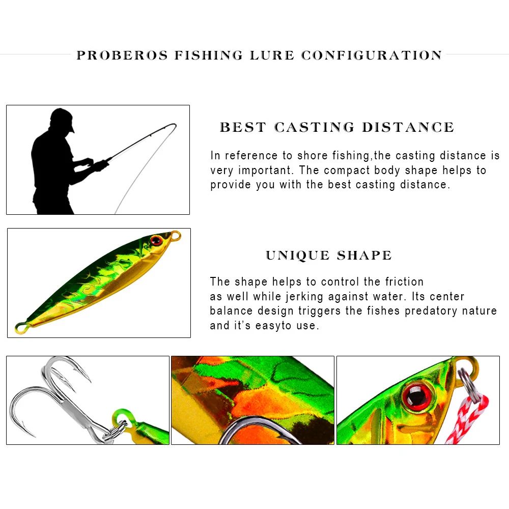 Proberos 5pcs Metal Jig Fishing Lure Weights 14g 21g 30g Trolling Hard Bait Bass Fishing Bait Tackle Trout Jigging Lure Jigs Sal - view 5