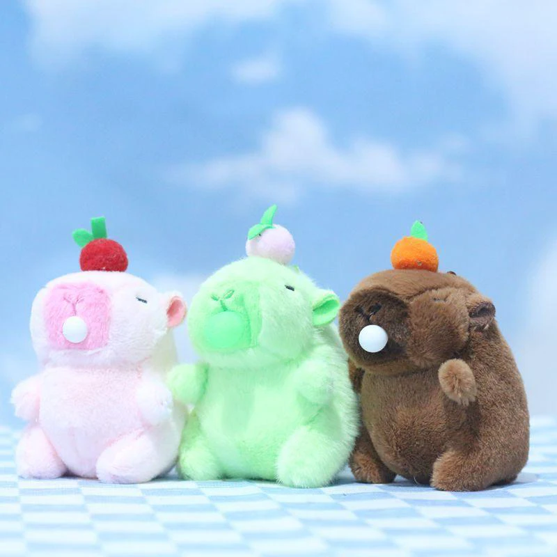 Pendentif en peluche Bubble Blowing Capybara, sac de beurre, porte-clés cadeau, 1PC