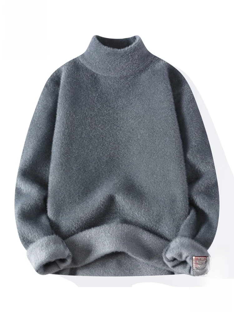 

PaulFrank f High Collar Mink Velvet Thiened Warm Casual Loose Knitted Sweater for Men Winter Season Comfortable Soft Pol...