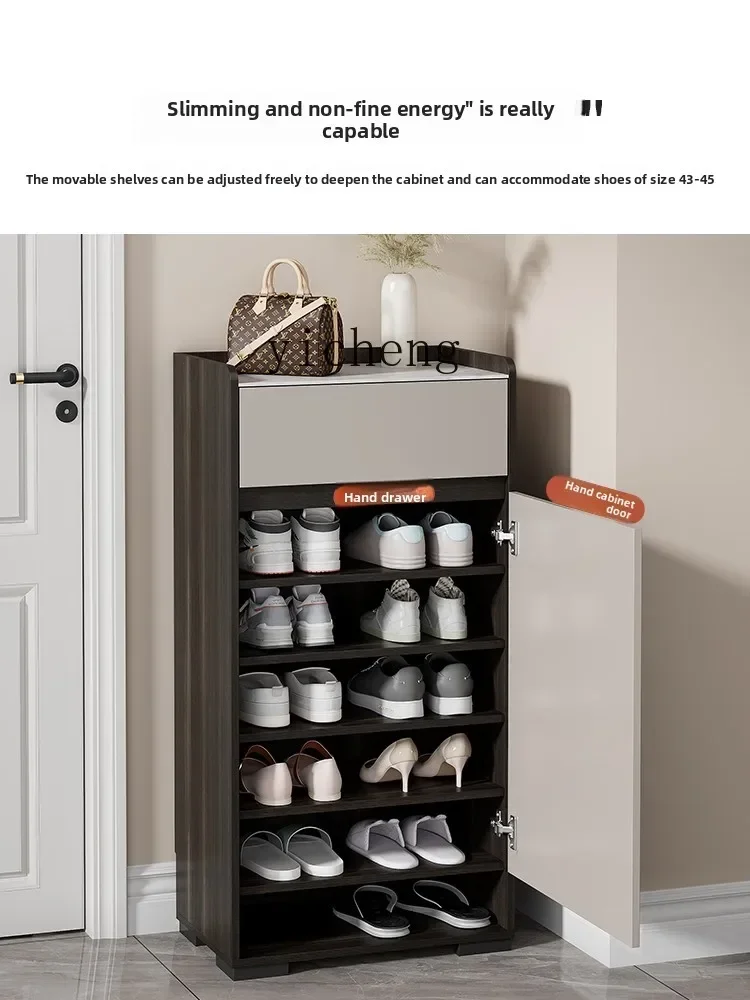 

light luxury small shoe cabinet household door entry rock slab storage cabinet entrance integrated against the wall narrow