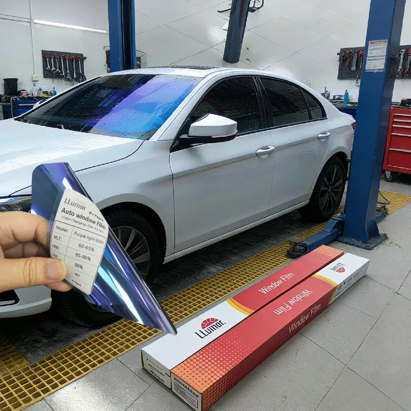 Premium LLumar Colorful Window Tint Film Chameleon Series Purple Light 6099 60-65% VLT Nano Ceramic 99% UV 99% IRR Rejection
