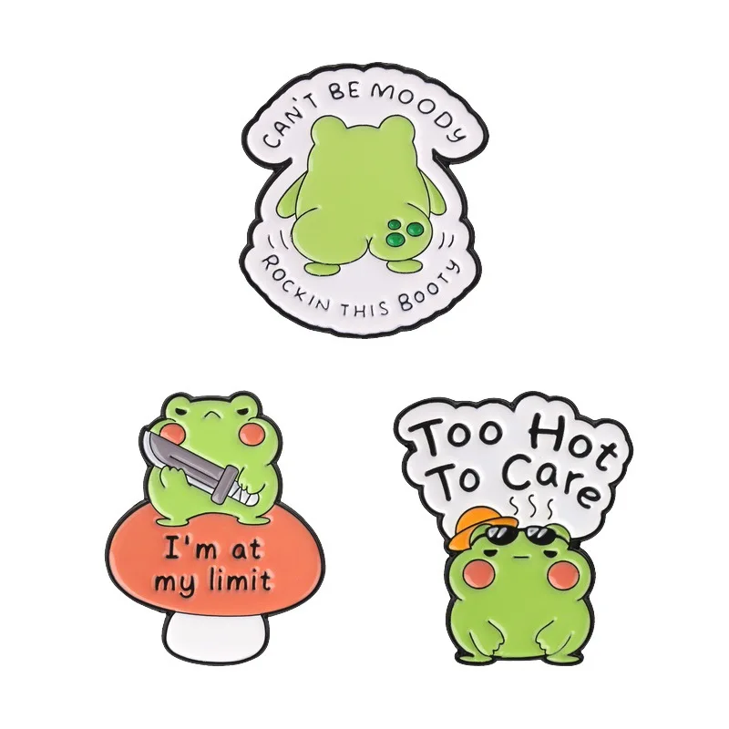 New Funny English Phrase Frog Brooch Interesting Cartoon Gift Metal Badge Pin DIY Clothing Accessory for Daily Outfit Decoration