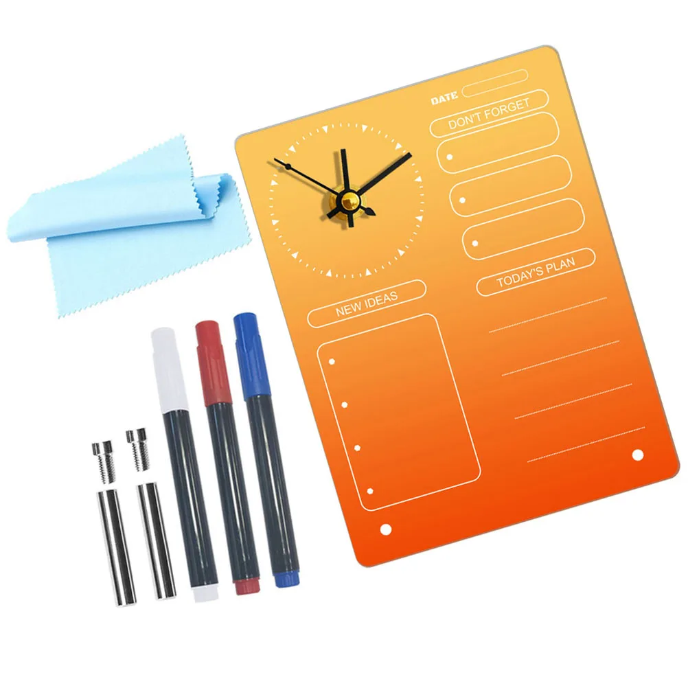 

Acrylic Memo Board Clock Planner Whiteboard 12 Inch Dry Erase Desk Note Board Office Writing Multi Function Time