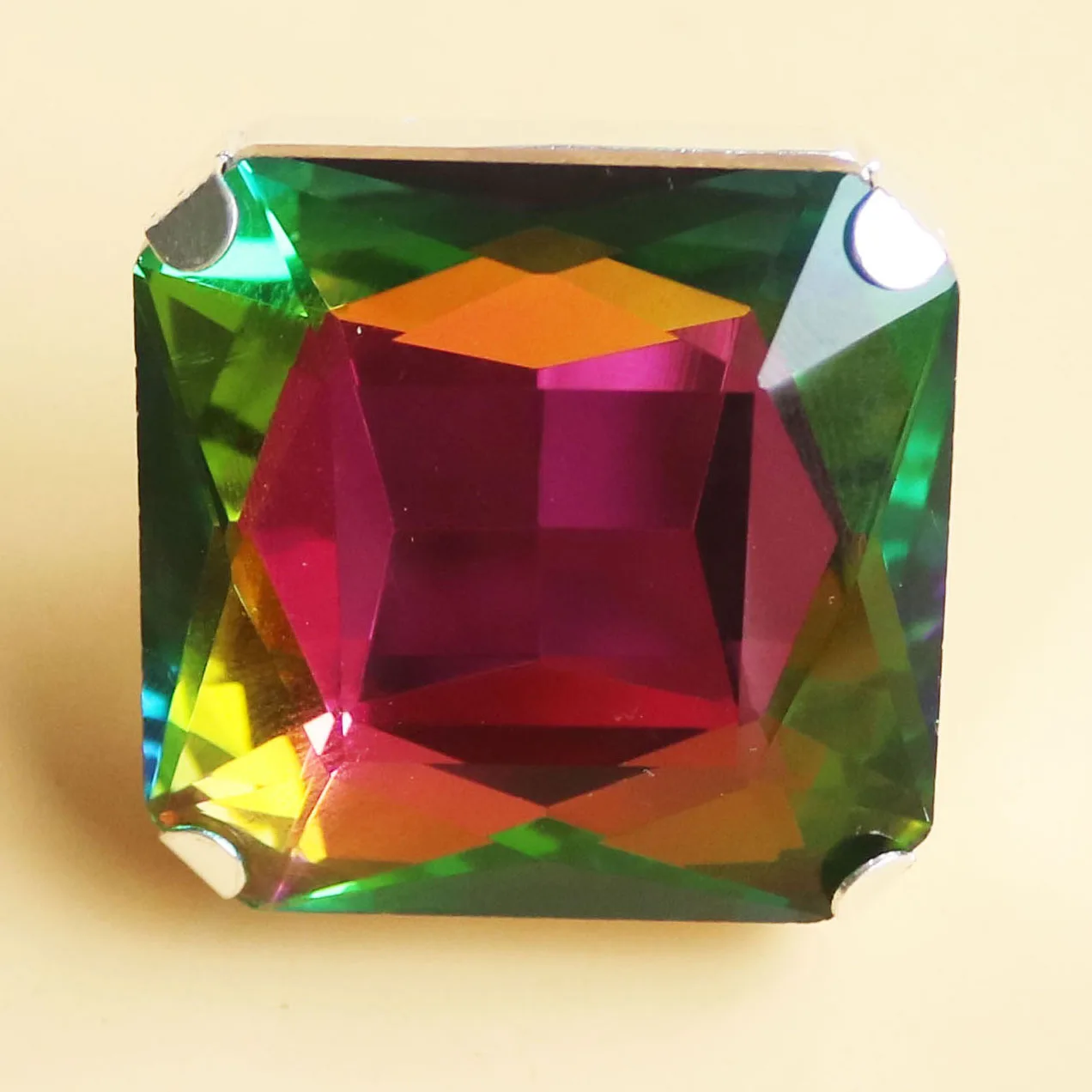 Colorful Rhinestones Square Open Rings Extravagant Woman Exaggerated Crystal Massive Cocktail Rings Simple Design Jewelry Gift