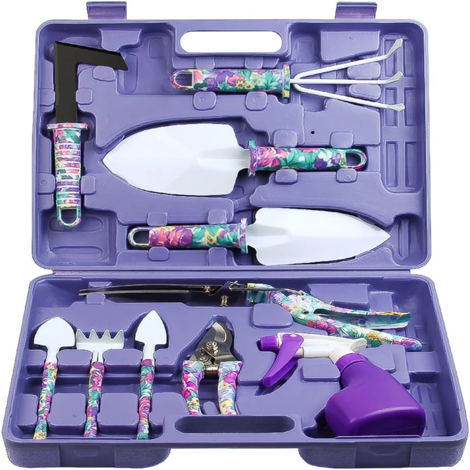 

Elegant, Stylish, and Vibrant Purple 10-Piece Gardening Tool Set - Complete with Ergonomic Trowel, Pruner, Weeder, Shears, and S