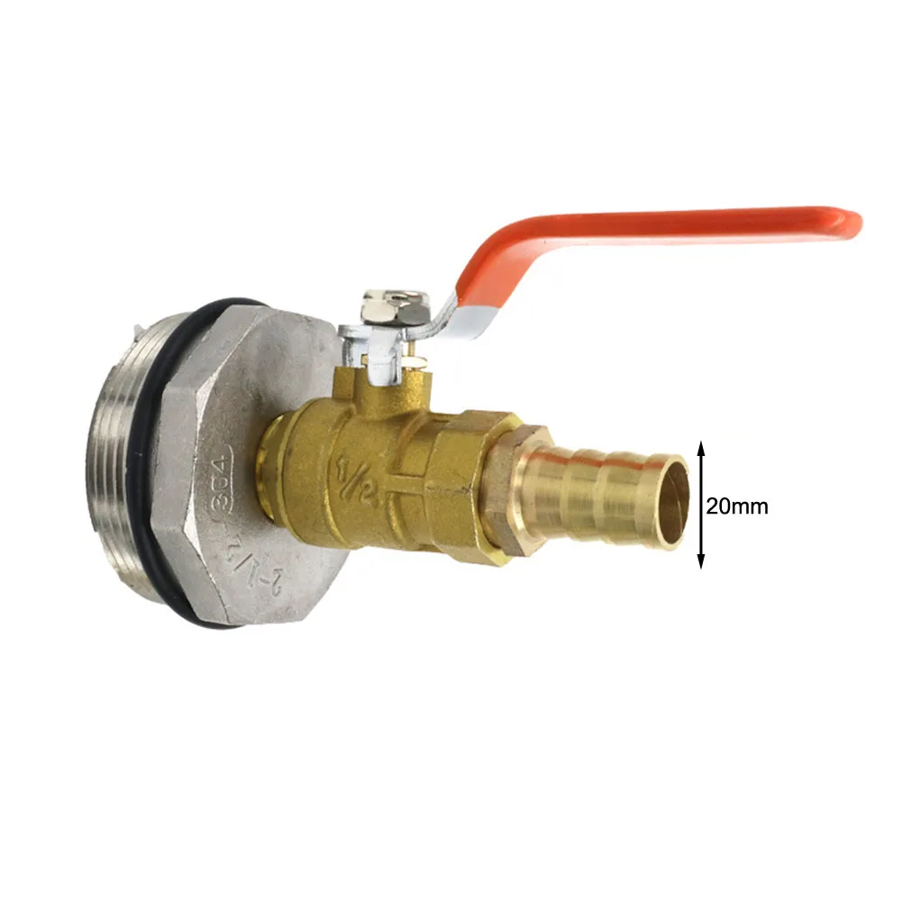 Brass Drum Faucet Spigot Kit with Adapter Barb and Ball Valve for 55 Gallon Drums For Rain Barrels and Water Storage Tanks
