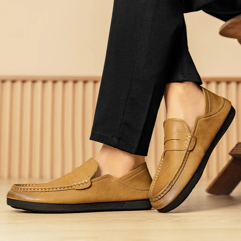 

New Fashion Men's Casual Shoes Genuine Leather Mens Slip-on Outdoor Loafers Moccasins Men Light Comfortable Driving Flats