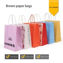 Customized kraft paper bag hand gift bag store packaging bag hand bag environmentally friendly paper bag printing logo