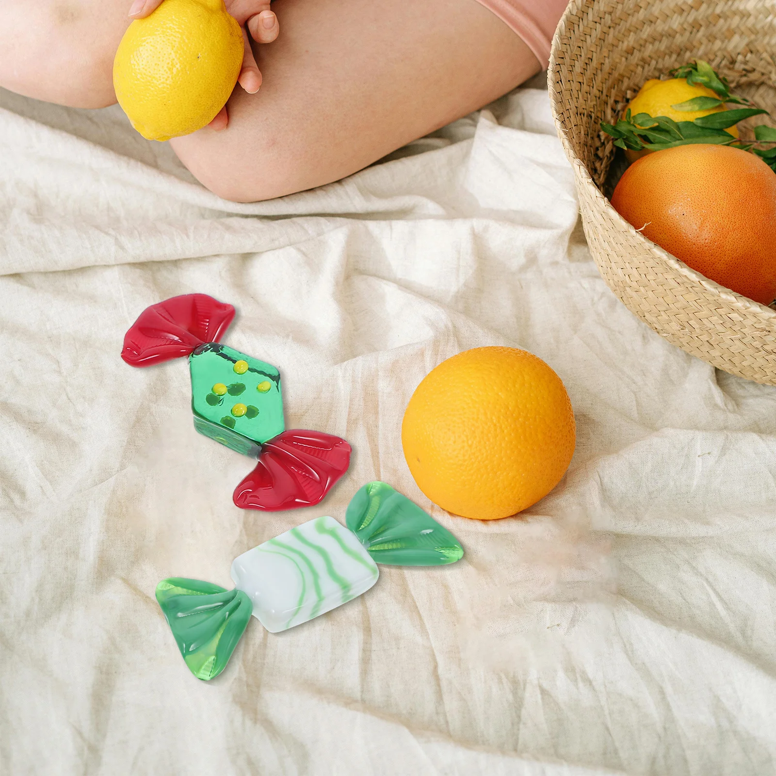 

7Pcs Vintage Candy Ornaments Glass Colorful Home Party Festival Decoration Table Holiday Decor Set Festival Decoration