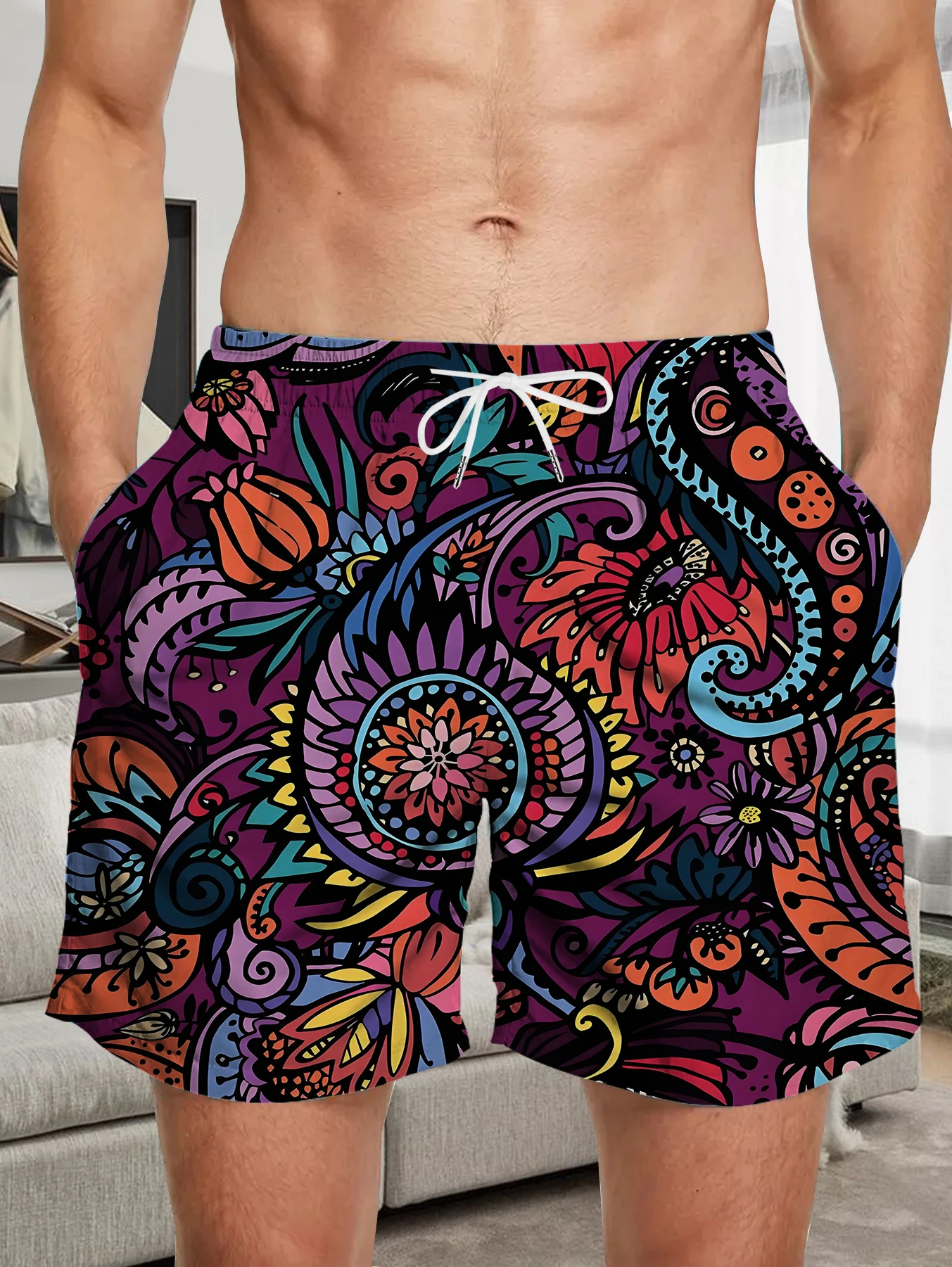 

Holiday Beach Shorts Men Digital All Over Print Quick Dry Polyester Lounge Pants
