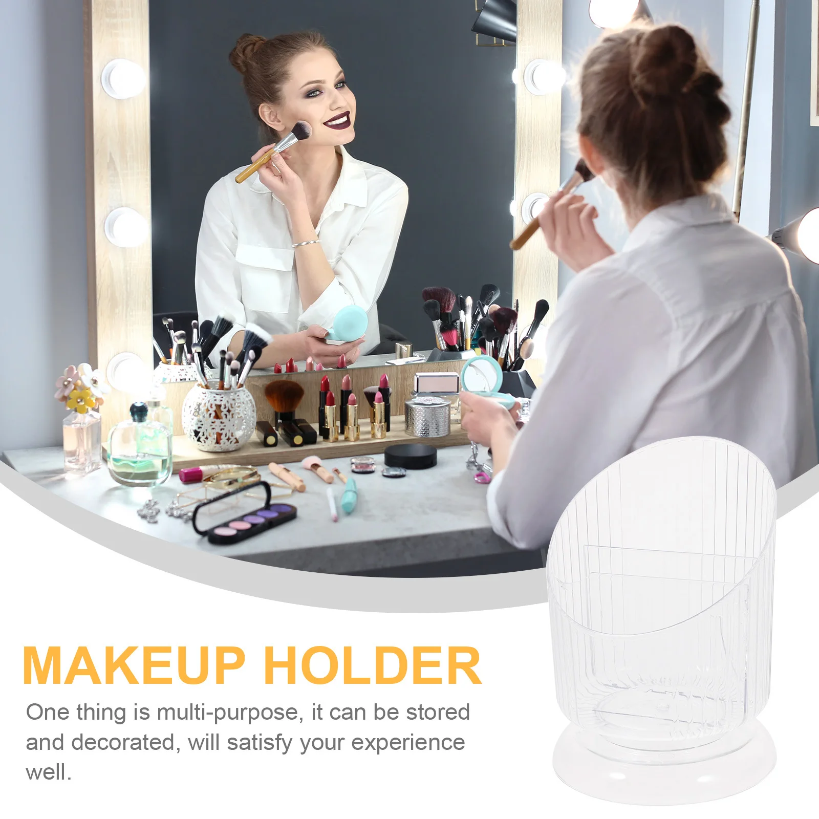 

Plastic Pen Holder 3-Compartment Makeup Brush Organizer Desktop Storage Box Sundries Storage Container