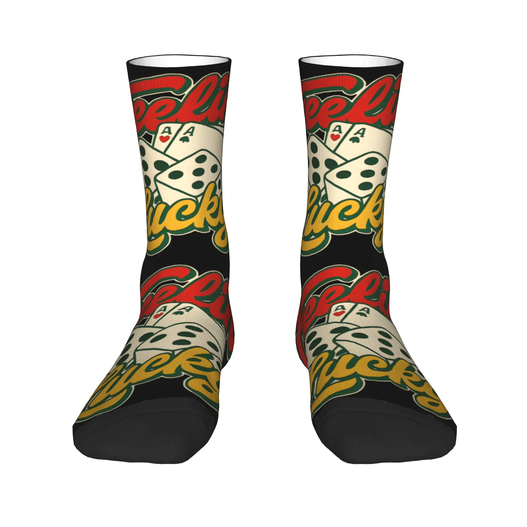 Feelin’ Lucky Retro Gambling Dice & Cards Socks Autumn  Stockings Vintage Couple Soft Breathable Socks Graphic Anti Sweat Socks