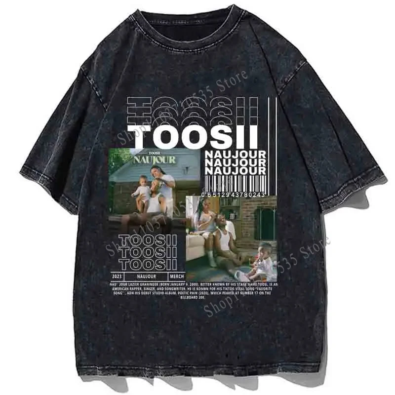 Rapper Toosii Printed T Shirt Vintage Cotton Loose Oversize T-shirt Summer Men Casual Short Sleeves Streetwear Tshirt Tops