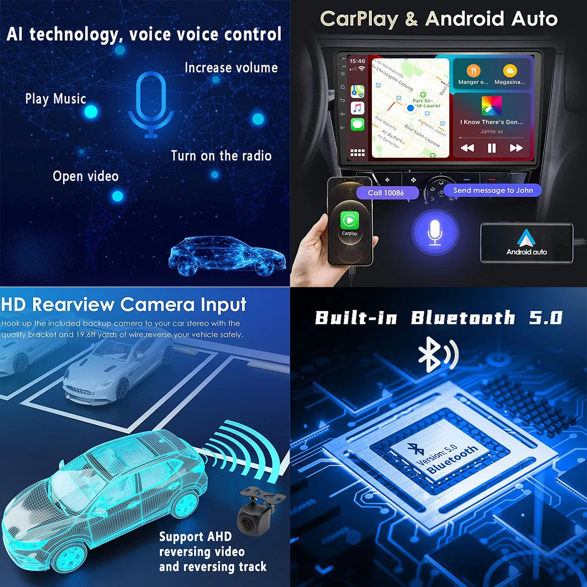 2K Screen Car Audio CarPlay Android Auto Multimedia Player 13 Inch Touch Screen Car Radio Stereo Bluetooth Rotate