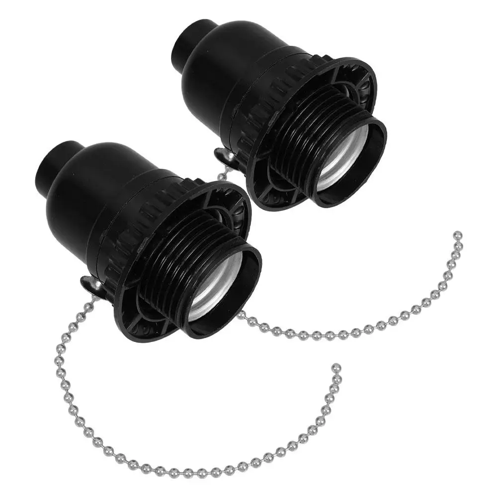 

2Pcs E27 Lamp Head Light Bulb Socket Pull Chain Switch Abs Material Replacement Ceiling Bedroom Study Lamp Base Holder Vintage