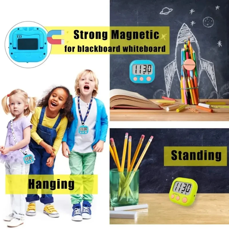 Magnetic LCD Kitchen Timer – Digital Count Up/Down Stopwatch for Cooking Baking Study, Sports & Shower, Visual Timer with Alarm