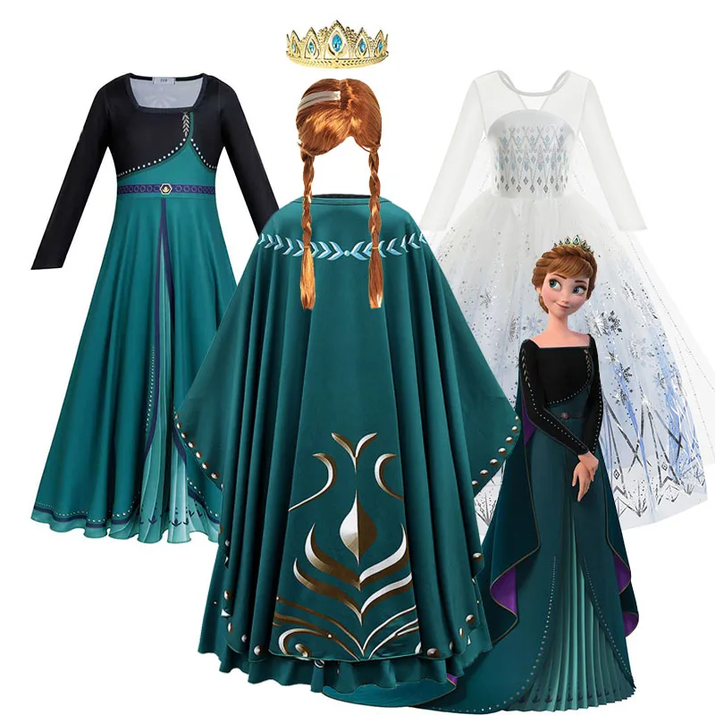 Robes Disney reine des neiges Elsa Anna pour filles, Costumes de princesse Cosplay pour enfants, vêtements de fête