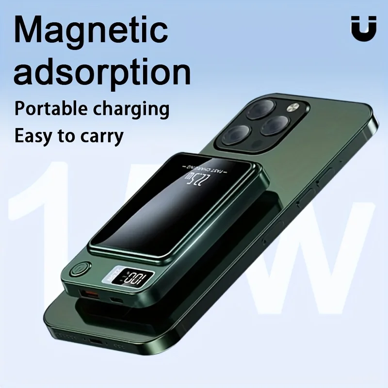 10000 mAh magnetisches kabelloses mobiles Netzteil, 22,5 W/PD20 W Schnellladung für IPhone15/14/13/12 und Android-Handys, (USB/Typ-