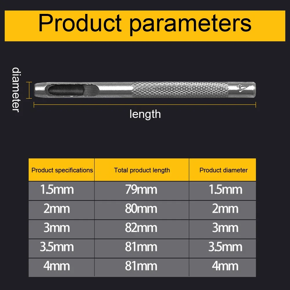 5 adet/takım çelik dikiş yumruk 1.5mm 2mm 3mm 3.5mm 4mm yuvarlak delik yumruk araçları Hollow kesici deri el sanatları için bel çantası giyim