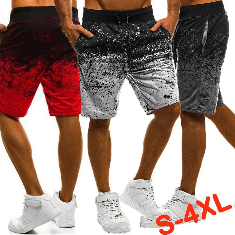 Pantalones cortos informales con salpicaduras de tinta para hombre, Shorts deportivos de 5 puntos, para correr, verano, 2024