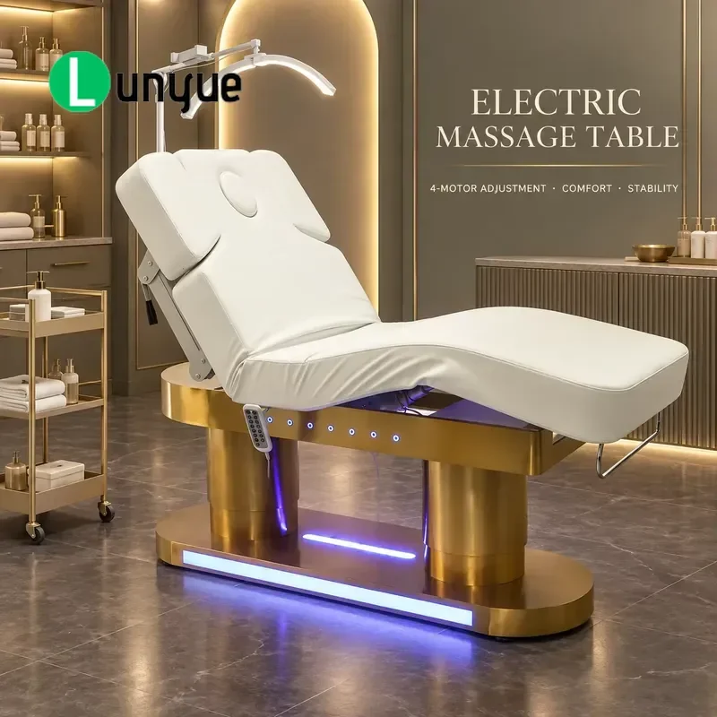 4 Motor Electric Facial Bed Adjustable Tilt Massage Table Spa Treatment Chair for Cosmetologists Beauty Salons Professional