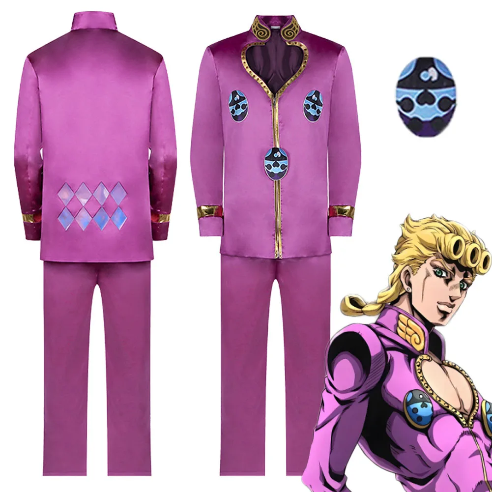 

JoJo Косплей Bizarre Adventure Giorno Giovanna Фиолетовый костюм Одежда Униформа для взрослых мужчин Хэллоуин Карнавальные наряды для вечеринок