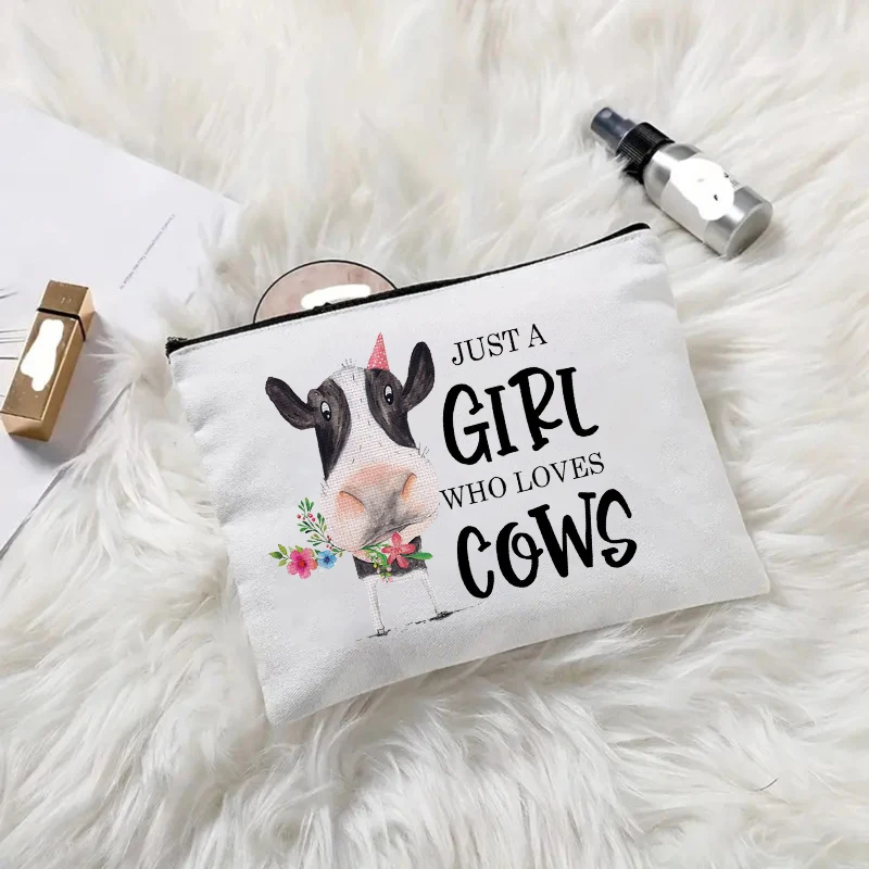 

Abstract Pattern Animal Cow Portable Storage Bag White Women's Decorative Cosmetic Bag Reusable for Outgoing Simple Folding Bag