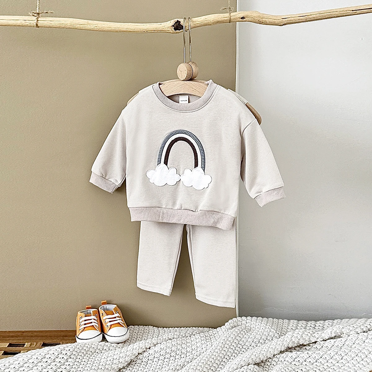 0-4Y Infant Boy Set Newborn Baby Clothes Fall Kids Clothing Cotton Spring Handmade Rainbow Baby Outfits Tops+Pants Wear