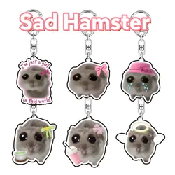 Cute Funny Meme I Am Just A Girl Sad Hamster Key Chain Popular Key Chain Keychains For Bag Pendant Keyring Jewelry Fans Gifts